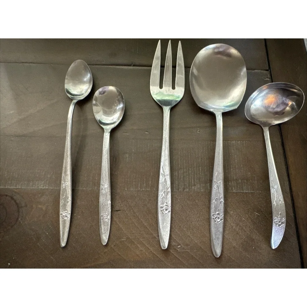 International INS605 Florentine Rose Japan 5 Piece Serving Set Stainless